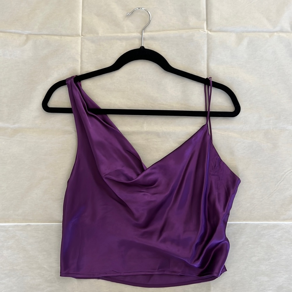 Zara Purple Silky Cropped Top